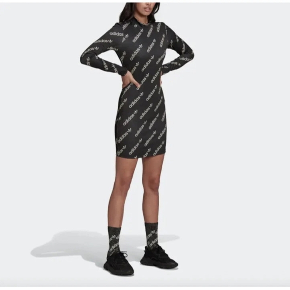 adidas Dresses & Skirts - Adidas metallic logo dress black/white size M & L available